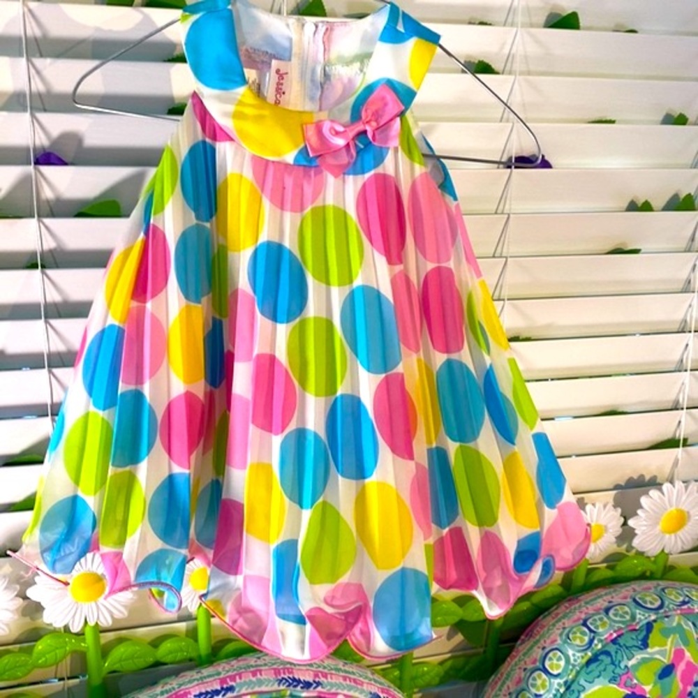 Jessica Ann knife pleated polka dot dress